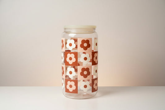 Brown Daisy Check 16oz Cup
