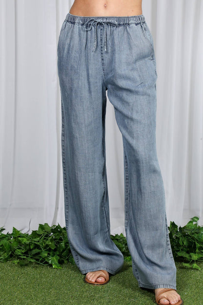 Wide Leg Chambray Pants