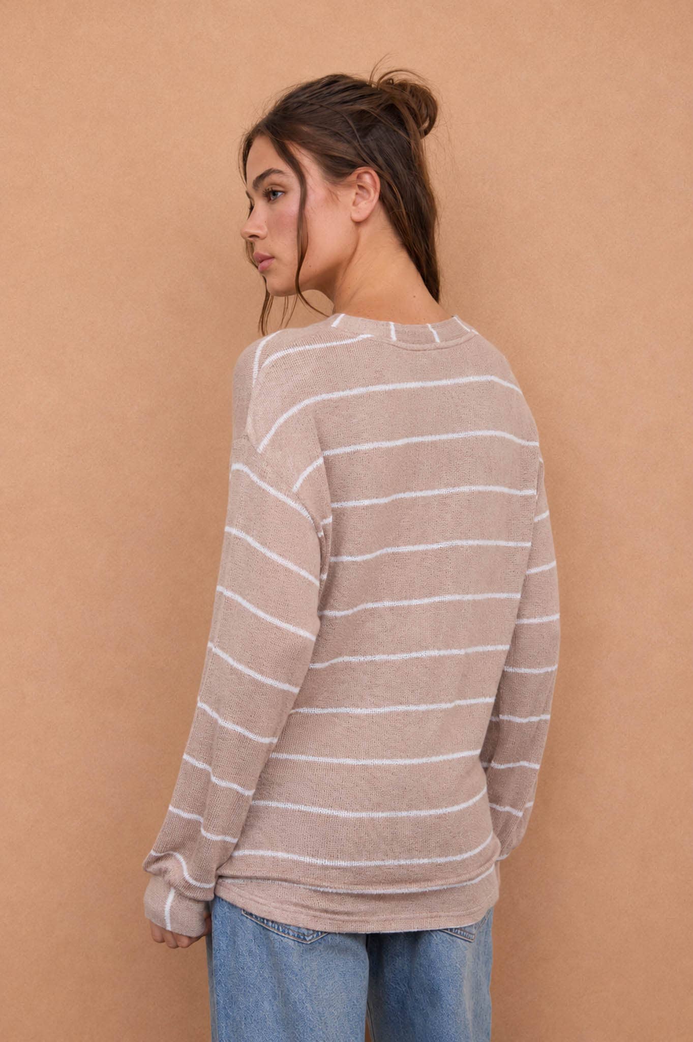 Poppy Mocha Knit Striped Top