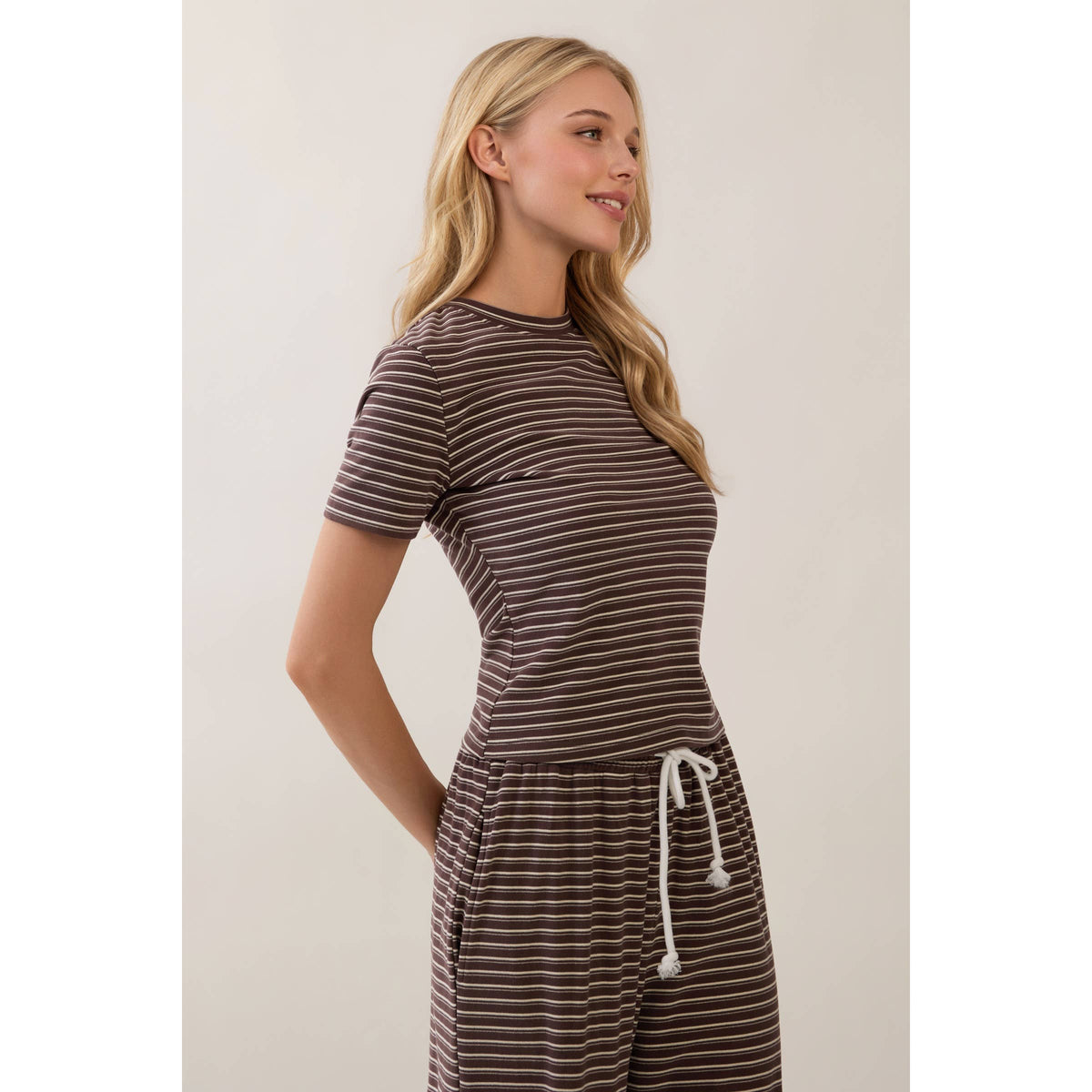 Everyday Ease Striped Lounge Set- Mocha