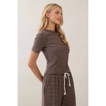 Everyday Ease Striped Lounge Set- Mocha