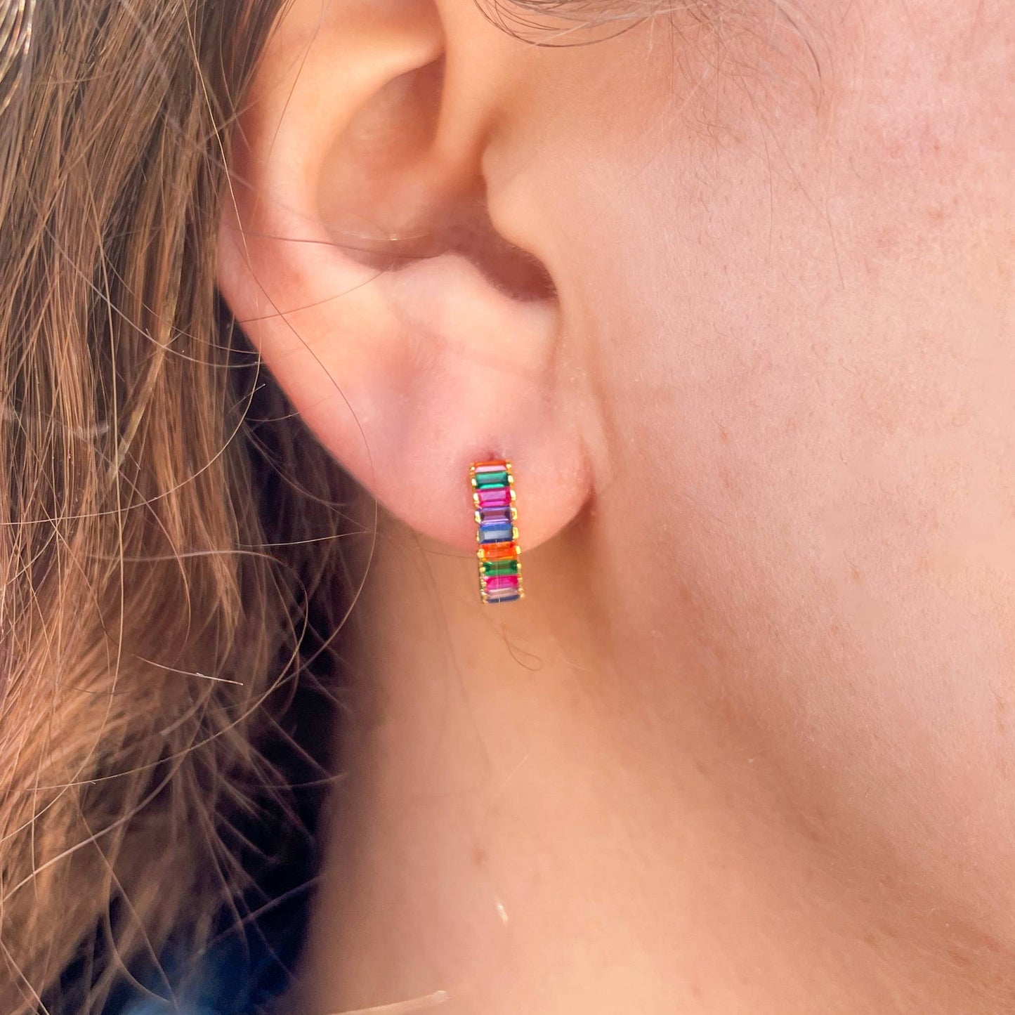 Rainbow Road Huggie Earring