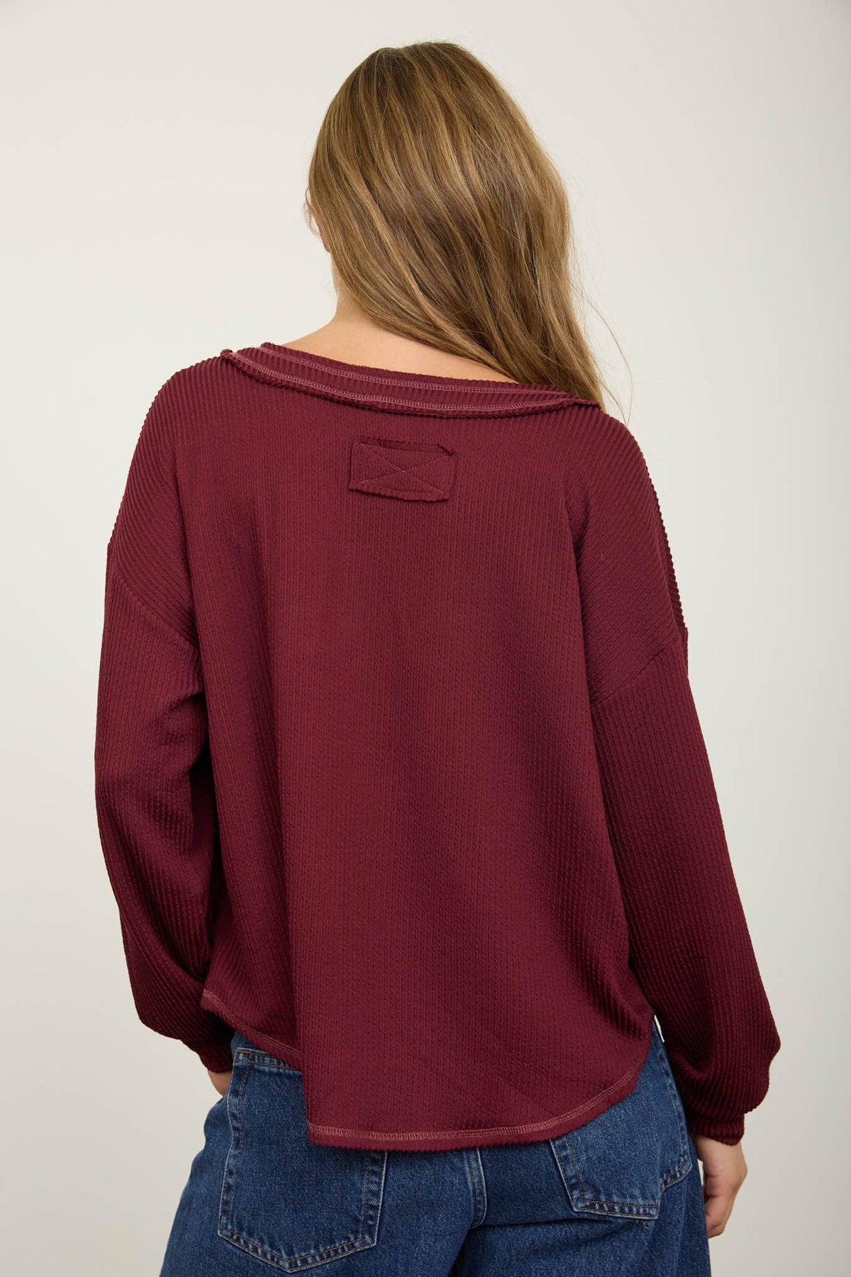 Burgundy Waffle Knit Sweater