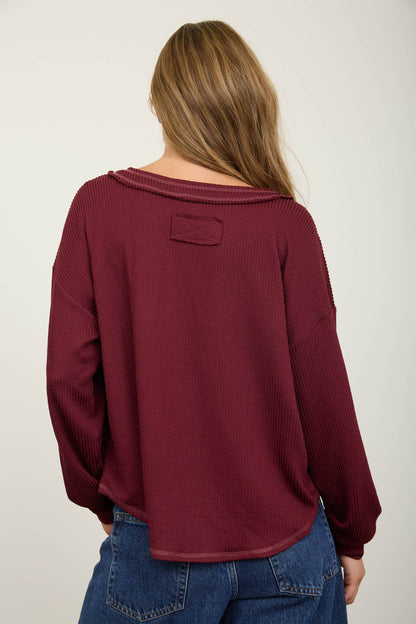 Burgundy Waffle Knit Sweater