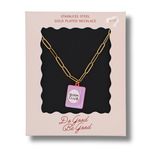 Book Club Charm Gold Plated Necklace