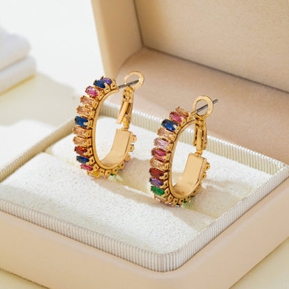 Multicolor Crystal Hoop Earrings