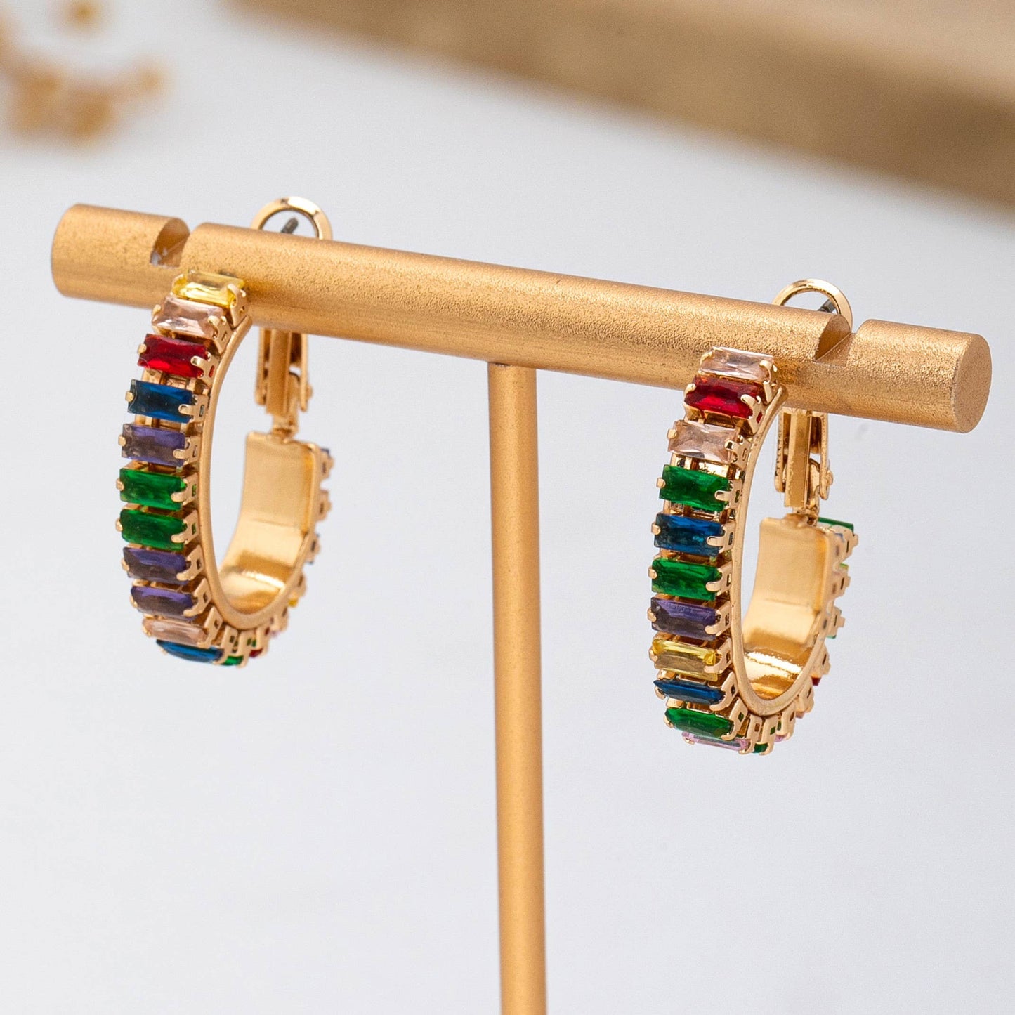 Multicolor Crystal Hoop Earrings