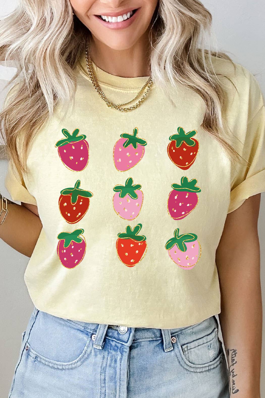 Strawberry Grid Cold Edge Comfort Colors Tee