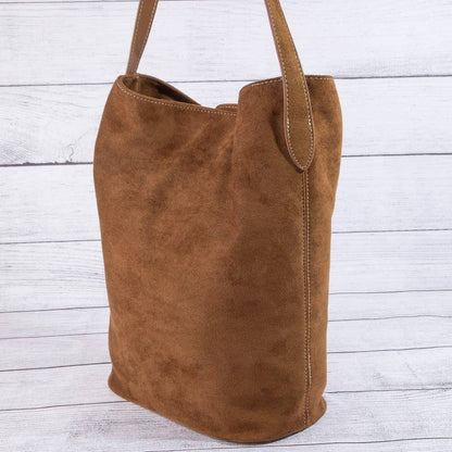 Belt Closure Vegan Leather Bucket Bag