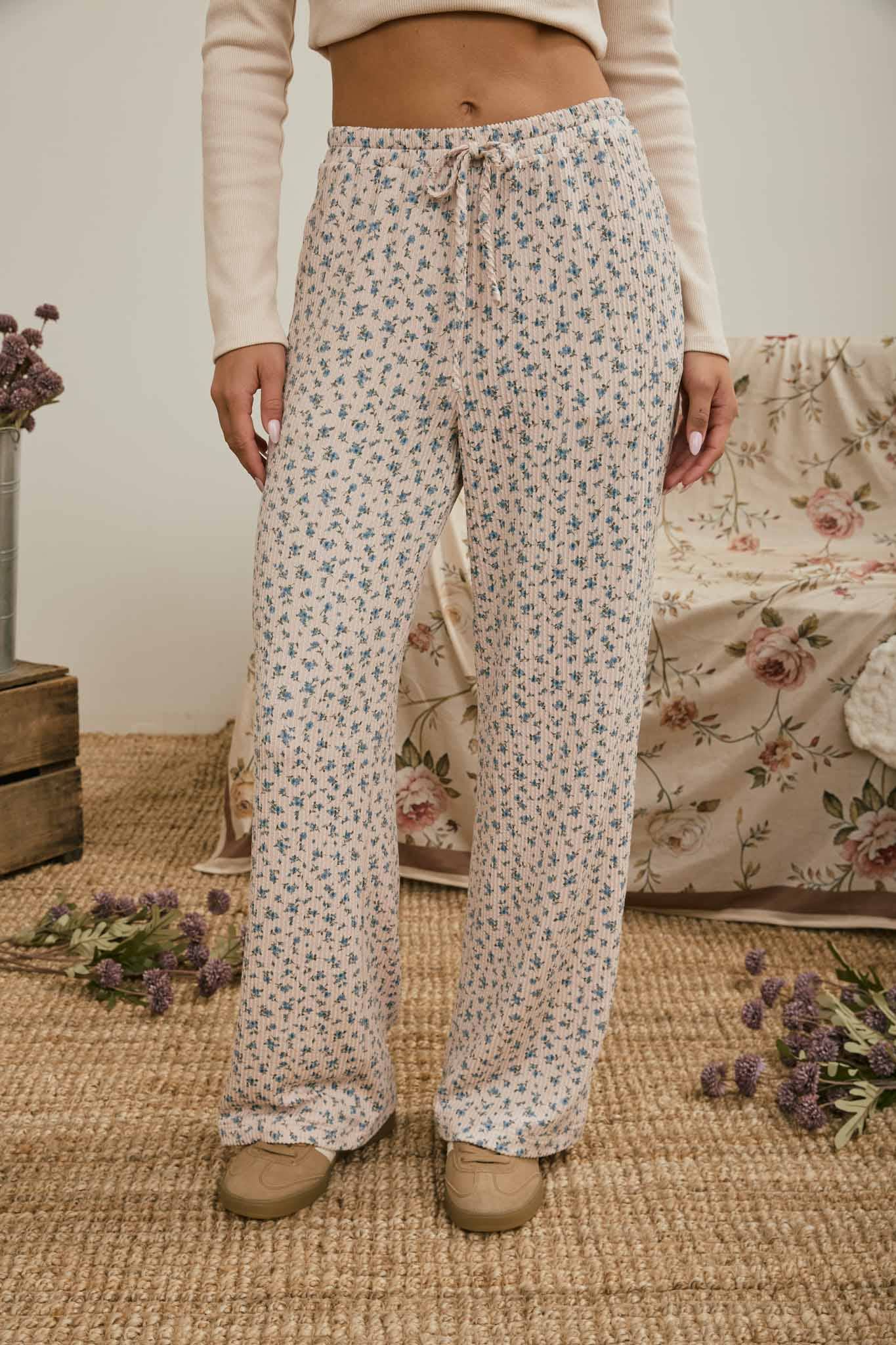 Bluebell Ribbed Knit Lounge Pants