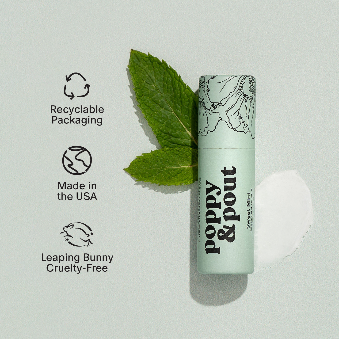 Sweet Mint- Poppy & Pout Lip Balm