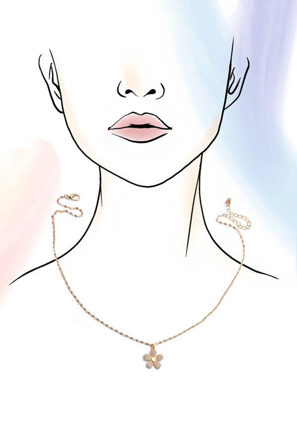 PEARL FLOWER CHARM NECKLACE