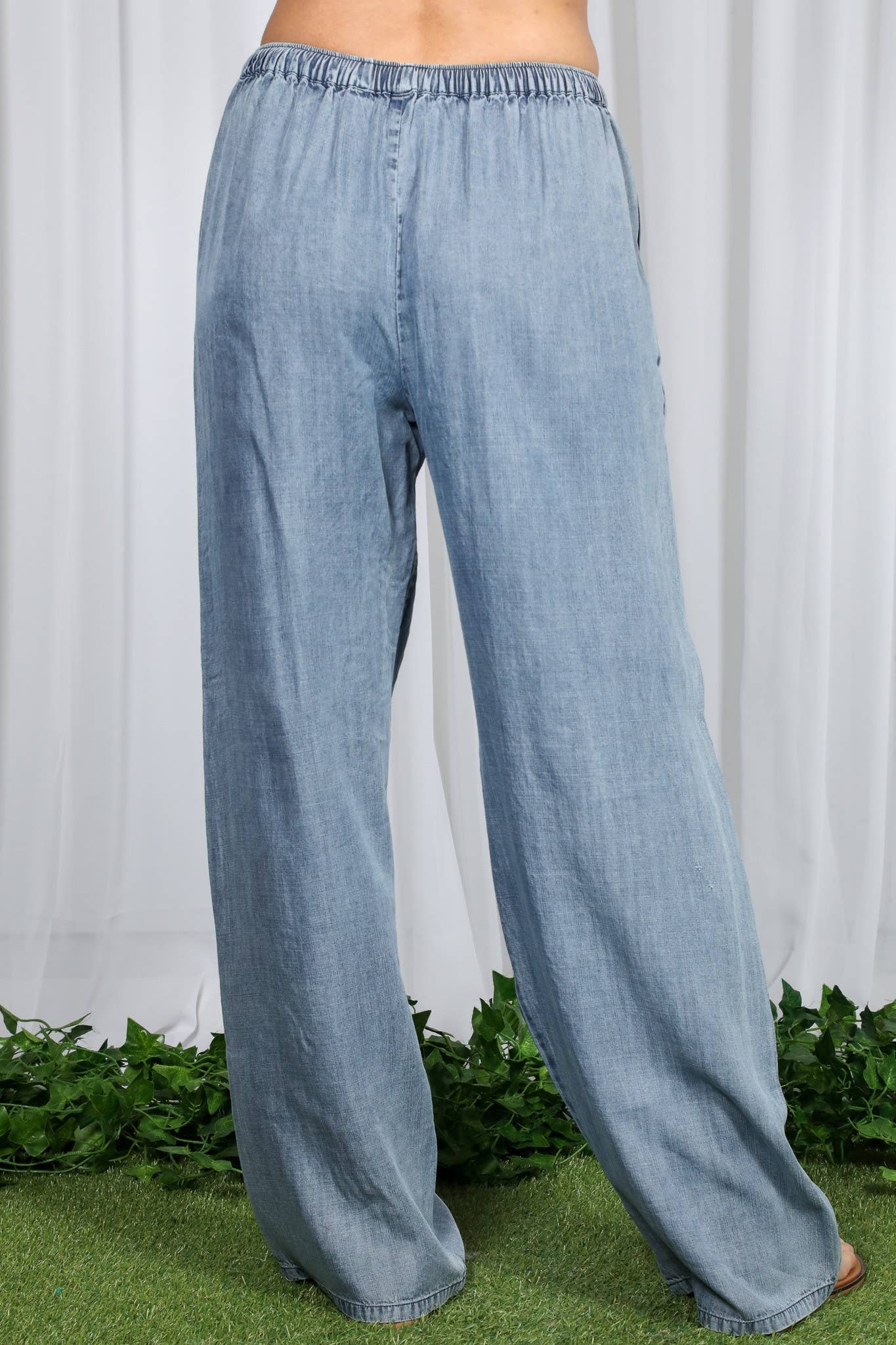 Wide Leg Chambray Pants