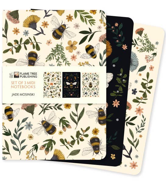 Set of 3 Midi Notebooks- Botanical Bees