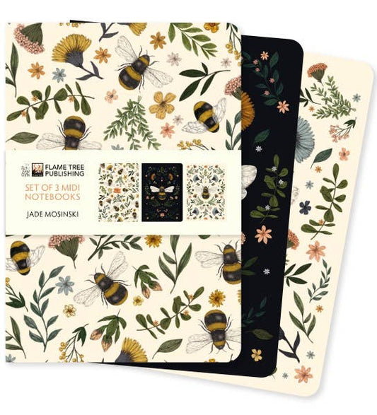 Set of 3 Midi Notebooks- Botanical Bees