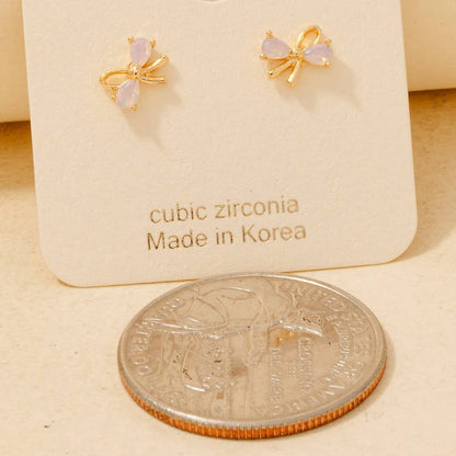 Gold Dipped Mini Bow Stud Earrings