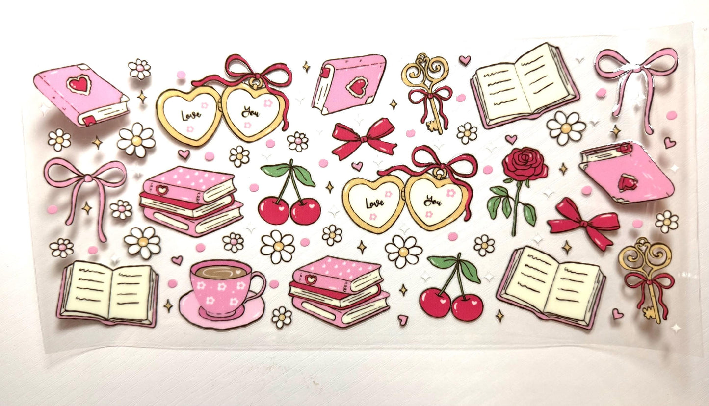 16oz Glass Cup with lid and straw (assorted designs)