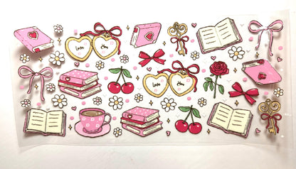 16oz Glass Cup with lid and straw (assorted designs)