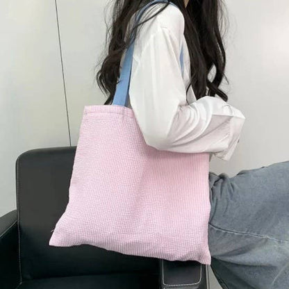 Large Organic colorful stripe Shoulder Tote Bag