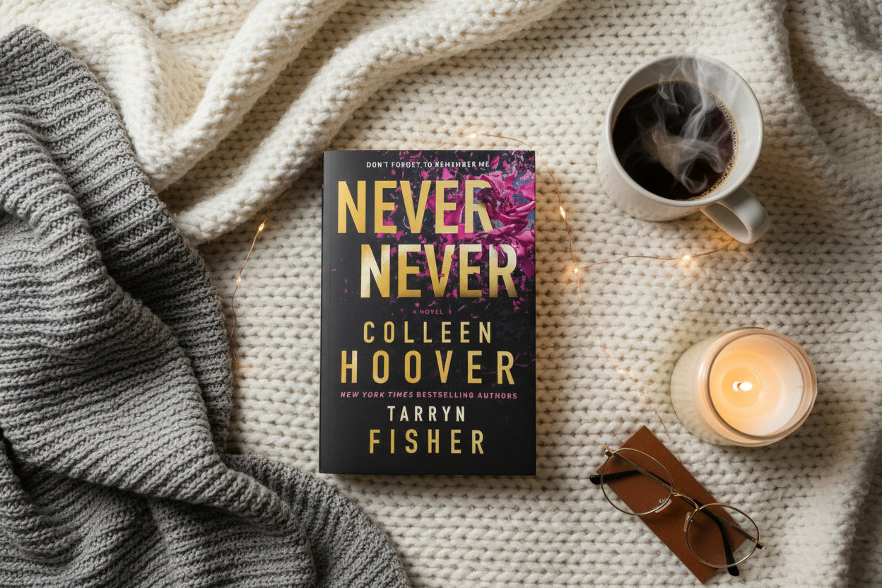 Book cover of 'Never Never' by Colleen Hoover and Tarryn Fisher on a white background